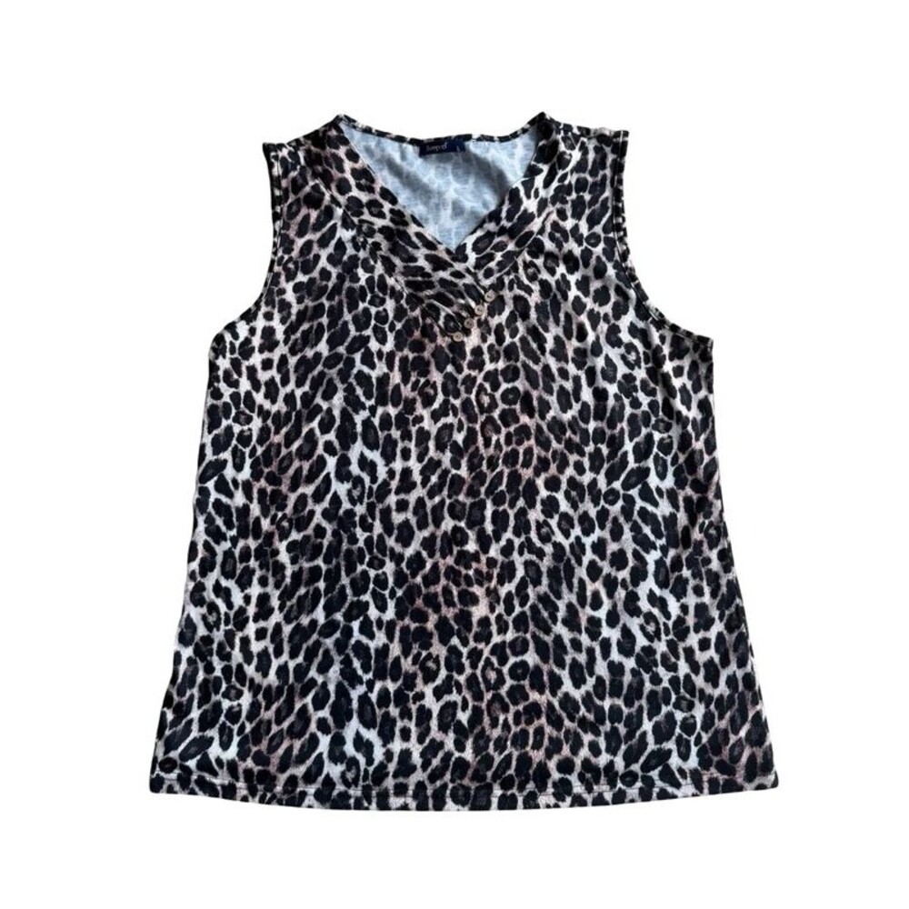 Sampeel Women’s Leopard Print Sleeveless Top Size Large Tank